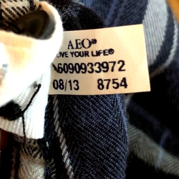 American Eagle Shirt Men's XL Blue Plaid Long Sleeve Button down Slim Fit Cotton - Picture 10 of 10